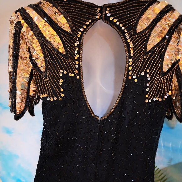 Stenay size 6 vintage sparkly black & gold dress, great condition - Picture 8 of 10